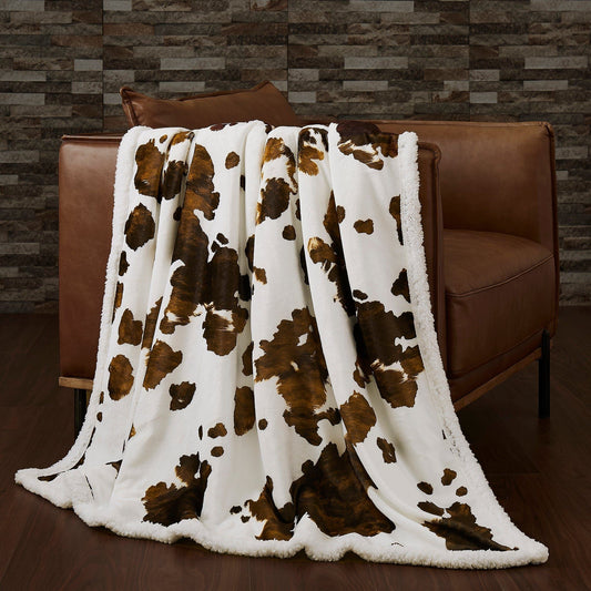 Campfire - Elsa Cowhide Campfire Sherpa Throw - Chocolate