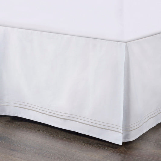 Border Embroidery - Queen Bed Skirt - White