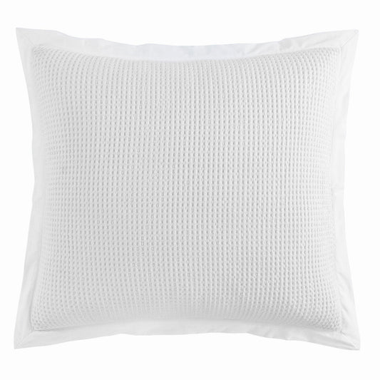 Stonewashed Cotton Waffle Weave - Euro Sham - White