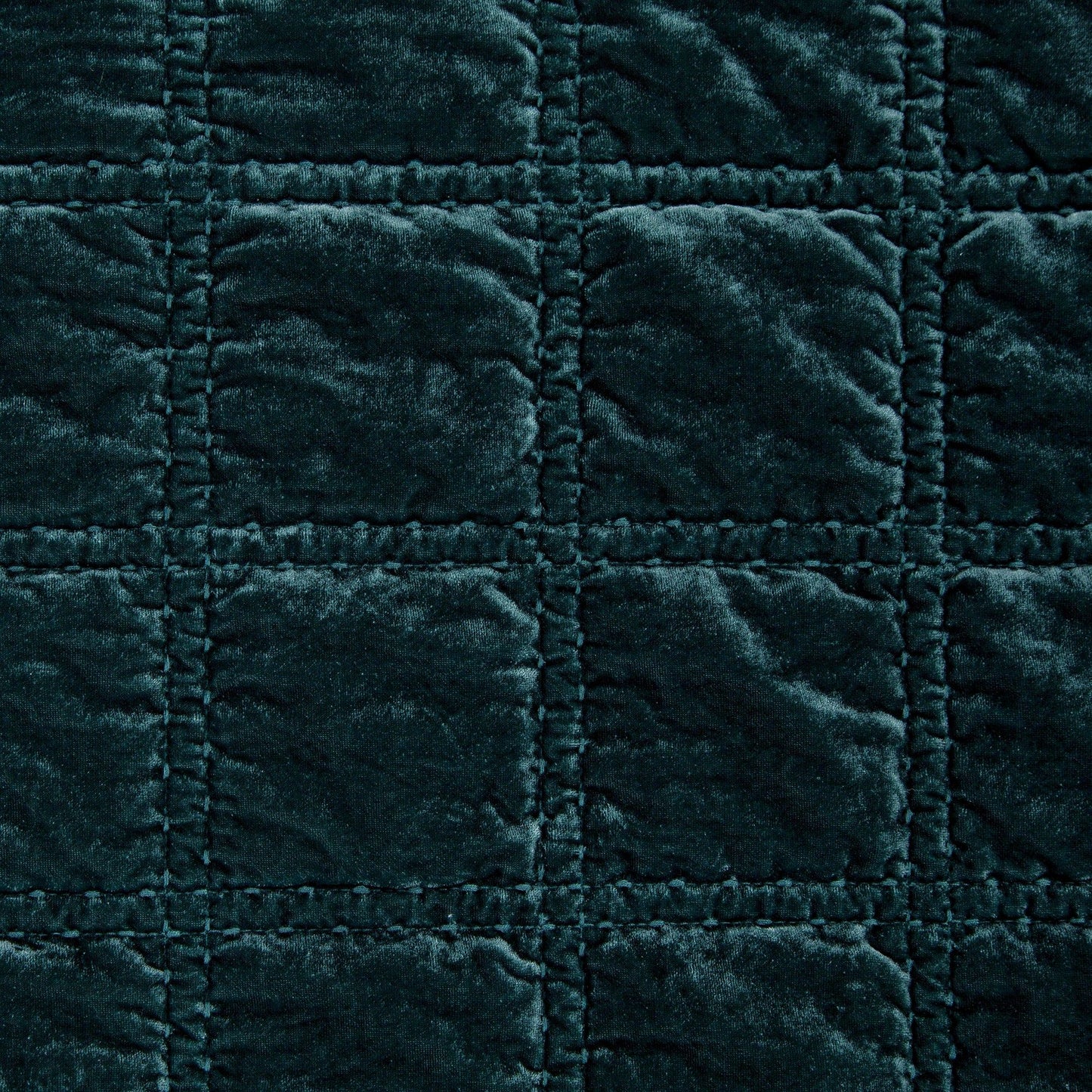 Stella - Faux Silk Velvet Double Box Stitch Throw - Storm Blue