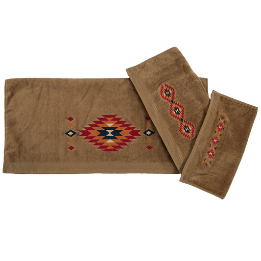 Del Sol - Embroidered Towel Set (Set of 3) - Mocha
