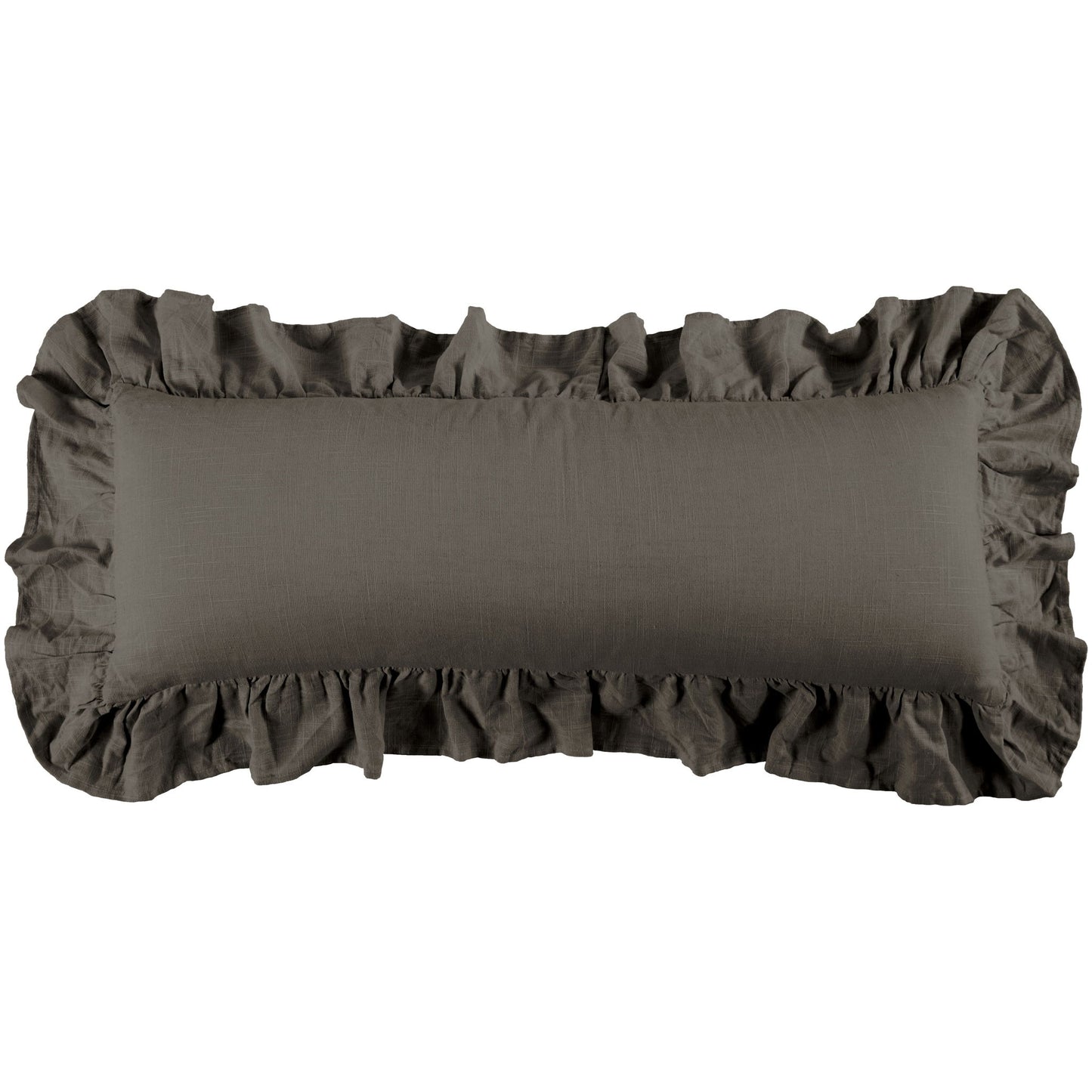 Luna - Washed Linen Ruffled Lumbar Pillow - Slate