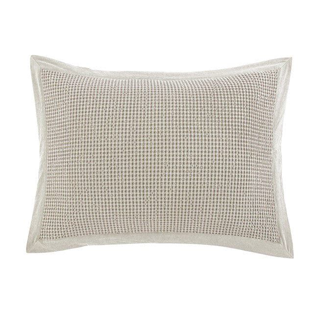 Stonewashed Cotton Waffle Weave - Pillow Sham Set (Set of 2) - Light Tan