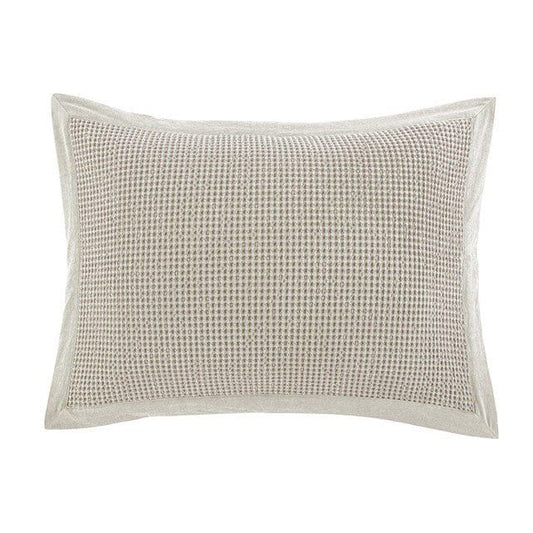 Stonewashed Cotton Waffle Weave - Pillow Sham Set (Set of 2) - Light Tan