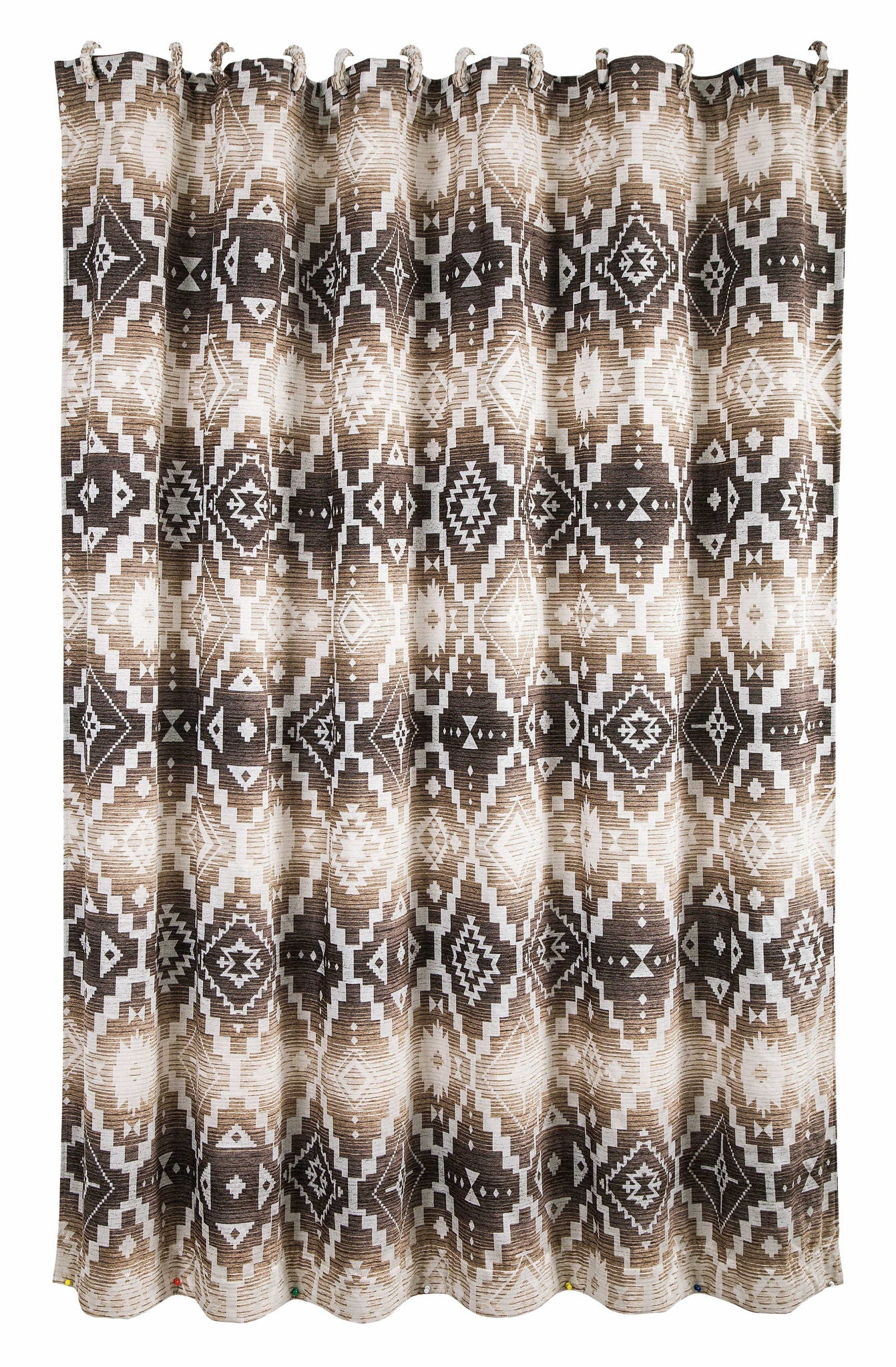 Chalet - Aztec Shower Curtain - White / Brown