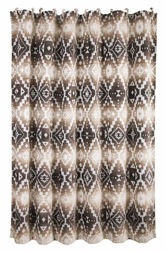 Chalet - Aztec Shower Curtain - White / Brown