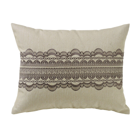 Charlotte - Burlap Scallop Lace Design Pillow - Tan / Gray