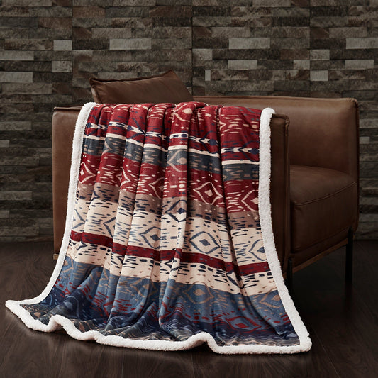 Campfire - Home On The Range Aztec Campfire Sherpa Throw - Multi Color