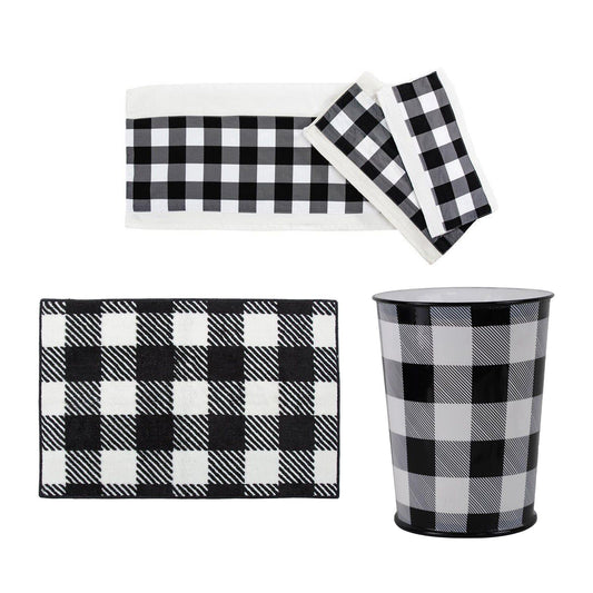 Camille - Buffalo Check Bathroom Lifestyle Set (Set of 5) - Black / White
