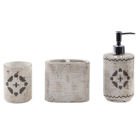 Dakota - Ceramic Countertop Bathroom Set (Set of 3) - Cream