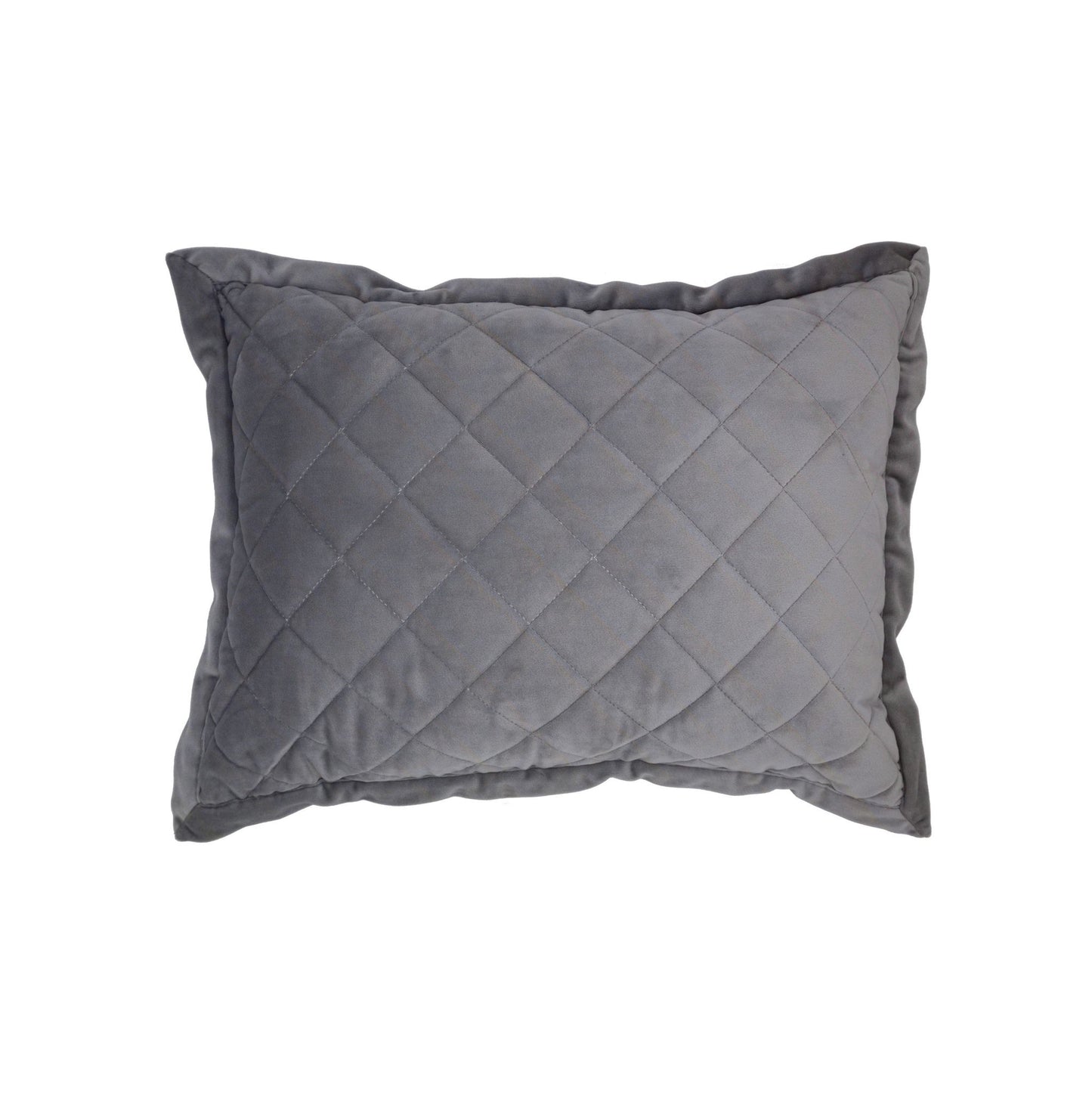 Velvet Diamond - Quilted Boudoir Pillow - Gray
