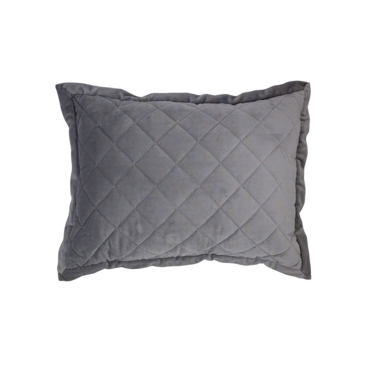 Velvet Diamond - Quilted Boudoir Pillow - Gray