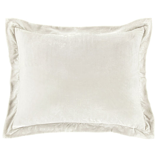 Stella - Faux Silk Velvet Flanged Dutch Euro Pillow - Stone
