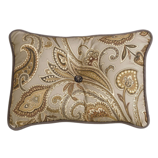 Piedmont - Paisley Tufted Lumbar Pillow - Tan
