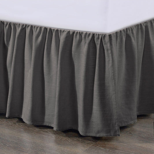 Lily - Queen Washed Linen Gathered Bed Skirt - Slate