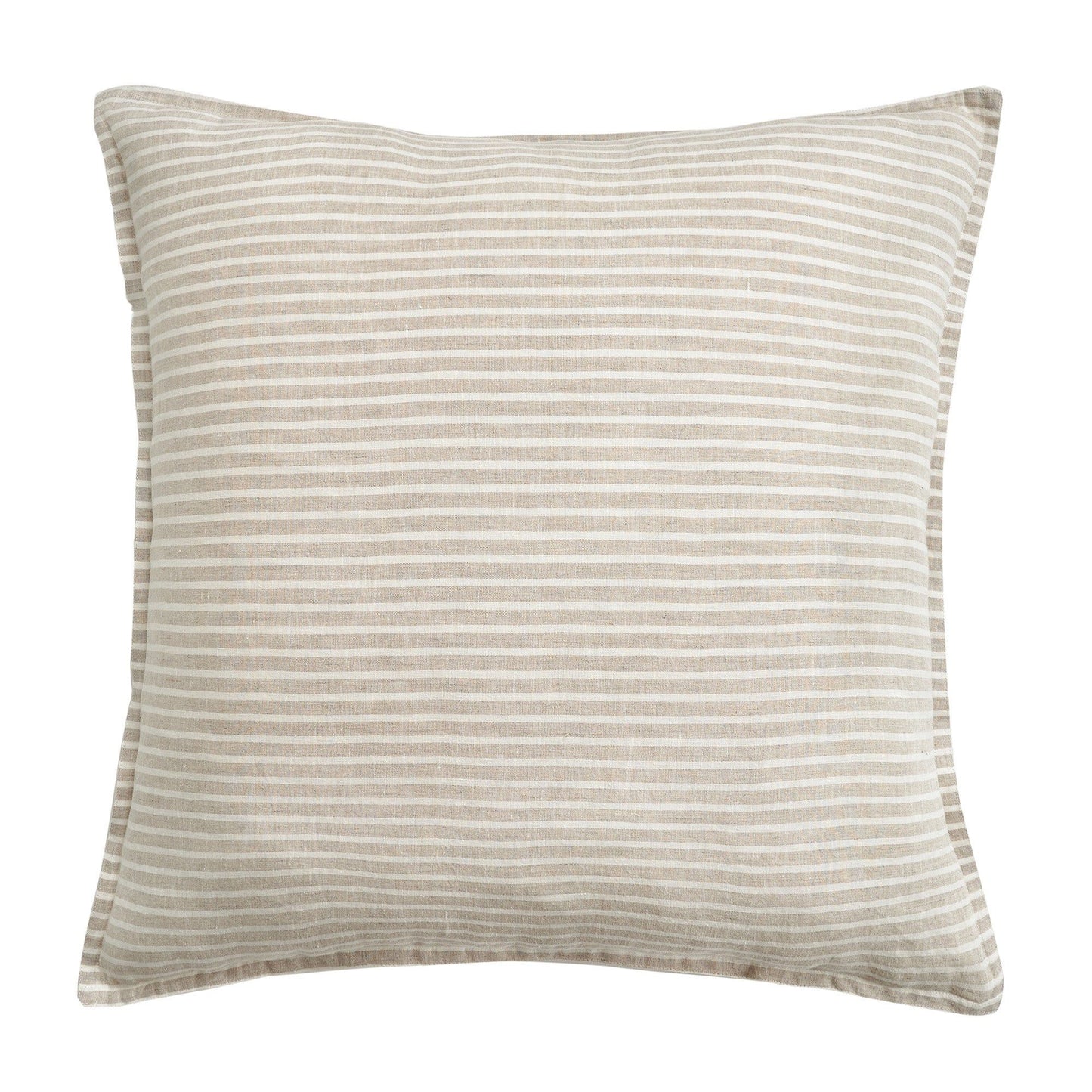 100% French Flax Linen - Railroad Stripe Euro Sham - Natural