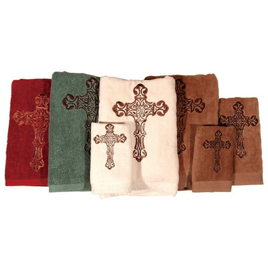 Western Cross - Embroidered Cross Towel Set (Set of 3) - Turquoise