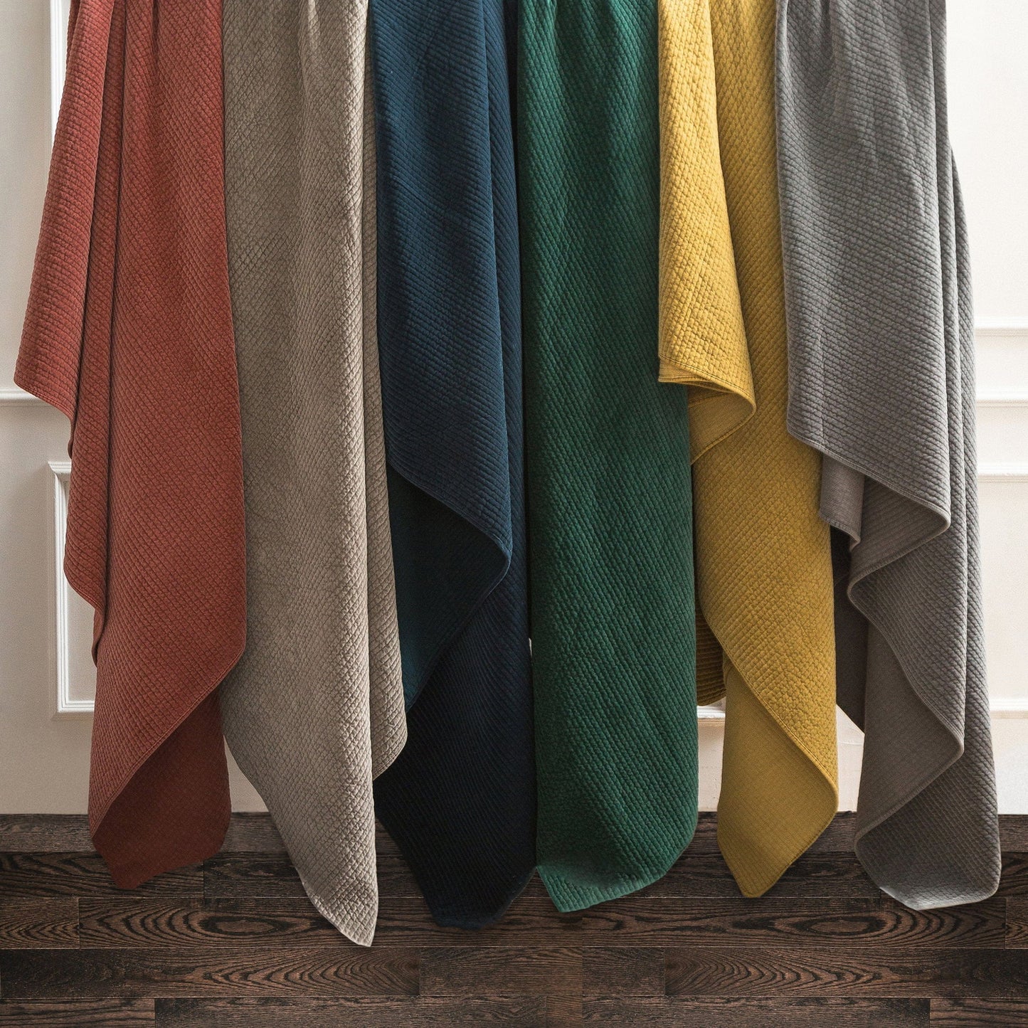 Stonewashed Cotton Velvet - Quilted Euro Sham - Navy