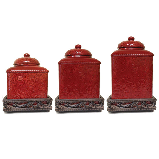 Savannah - Canister & Base Set (Set of 6) - Red