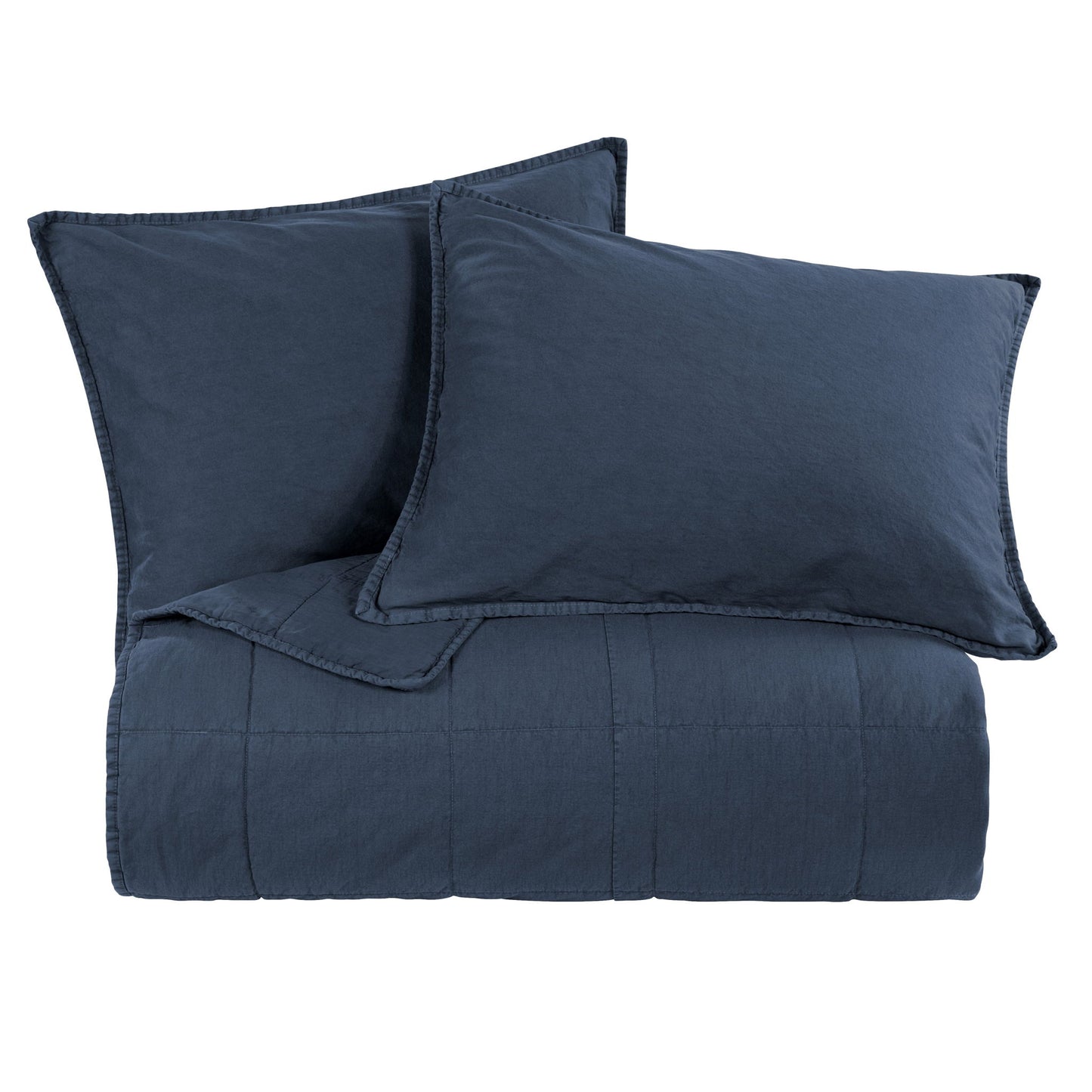 Cotton Canvas - King Stonewashed Coverlet Set (Set of 3) - Denim