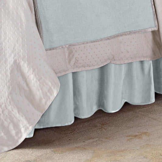 Belle - Full Gatherer Velvet Bed Skirt - Light Blue