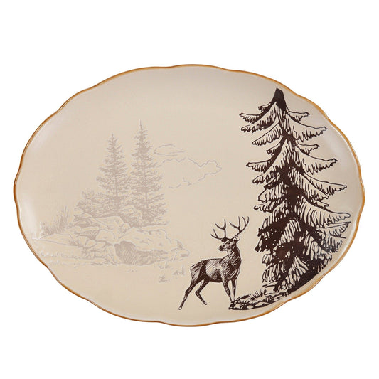 White Pine - Ceramic Serving Platter - Brown