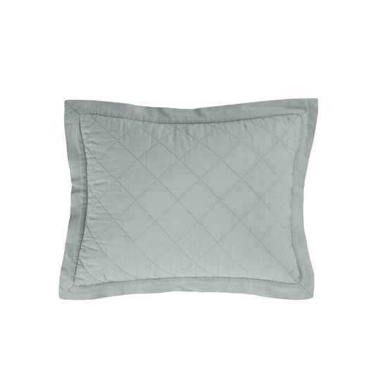 Diamond Linen - Linen Cotton Diamond Quilted Boudoir Pillow - Seaglass