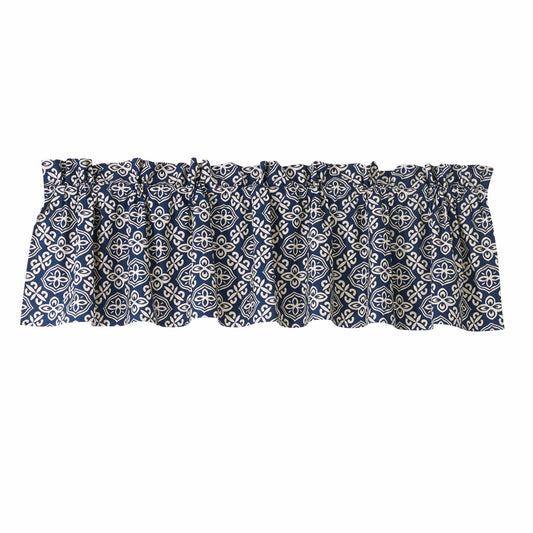 St. Clair - Printed Cotton Valance - Navy / White