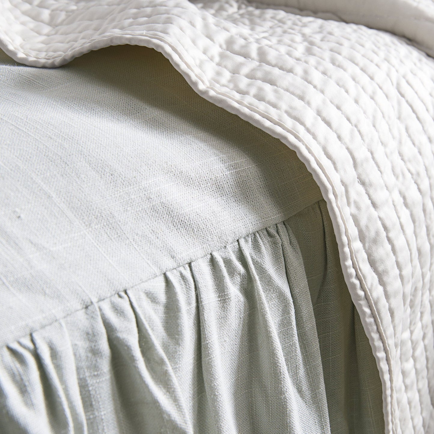 Luna - Twin Washed Linen Bedspread Set (Set of 2) - Light Gray