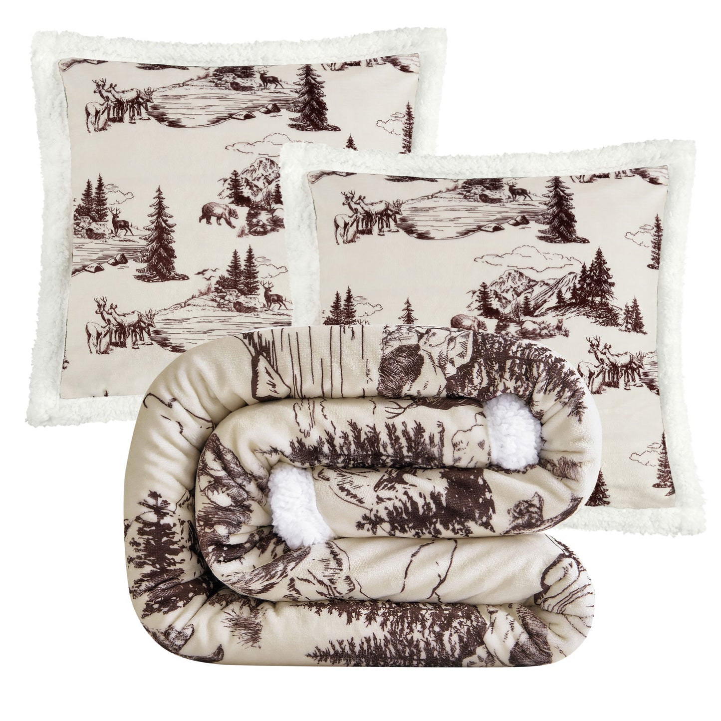 Campfire - Pine Campfire Sherpa Throw Set (Set of 3) - Multi Color