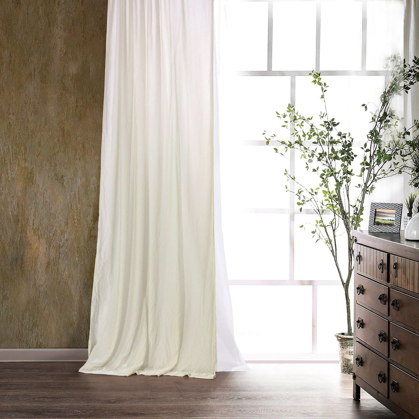 Stella - Faux Silk Velvet Curtain - Stone