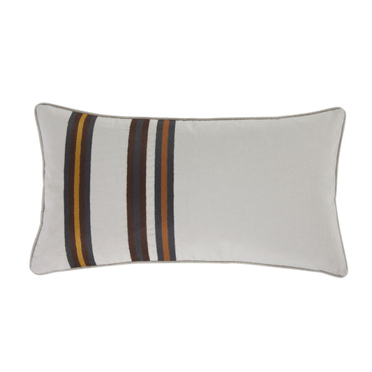 Toluca Canvas - Embroidered Cotton Lumbar Pillow - Multi Color