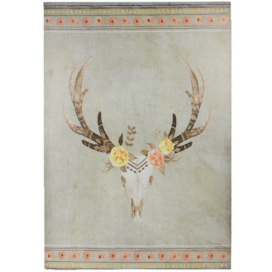Desert Skull - 20" x 29.5" Bohemian Canvas Wall Art - Cream