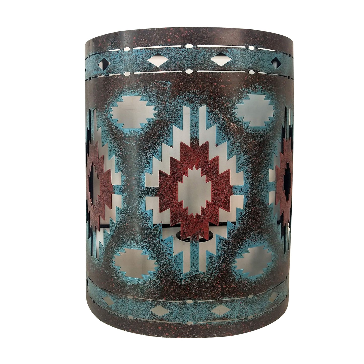 Wall Décor - Colorful Aztec Rustic Southwestern Wall Sconce - Blue / Red
