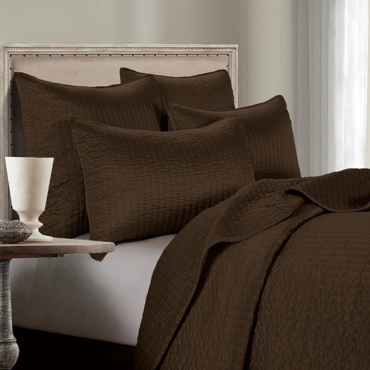 Satin Channel - Twin Quilt Set (Set of 2) - Chocolate