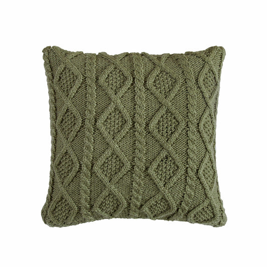 Cable Knit - Soft Diamond Throw Pillow - Sage Green