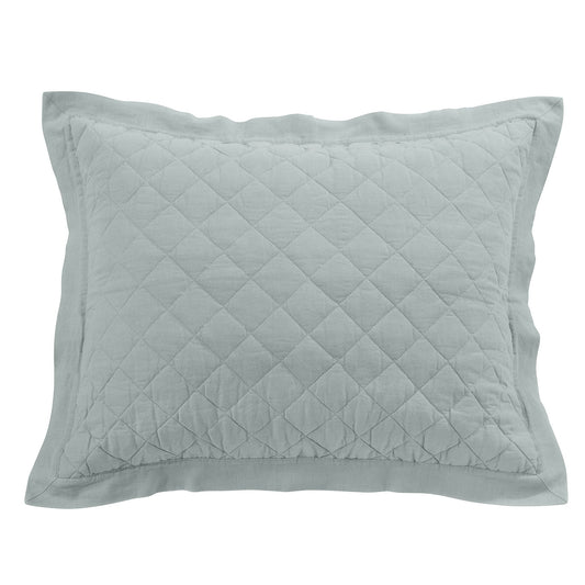 Diamond Linen - Linen Cotton Diamond Quilted Pillow Sham - Seaglass