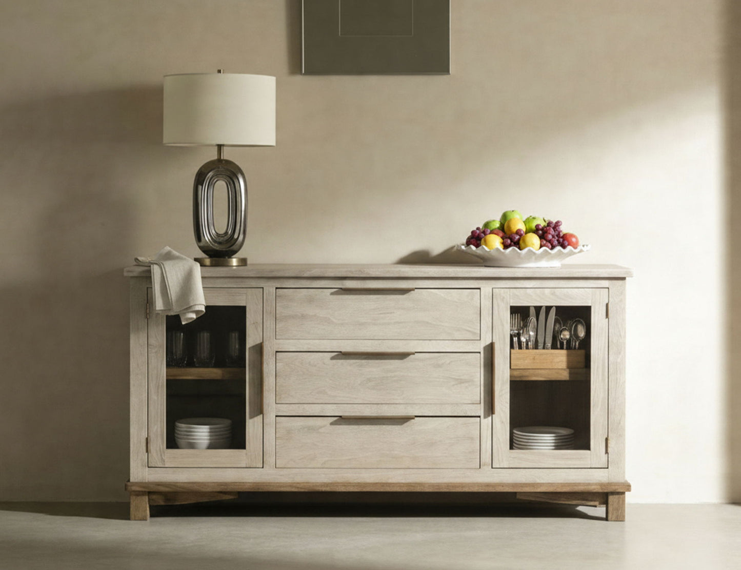 Loft - 3 Drawer & 2 Door Buffet - Gray / Beige