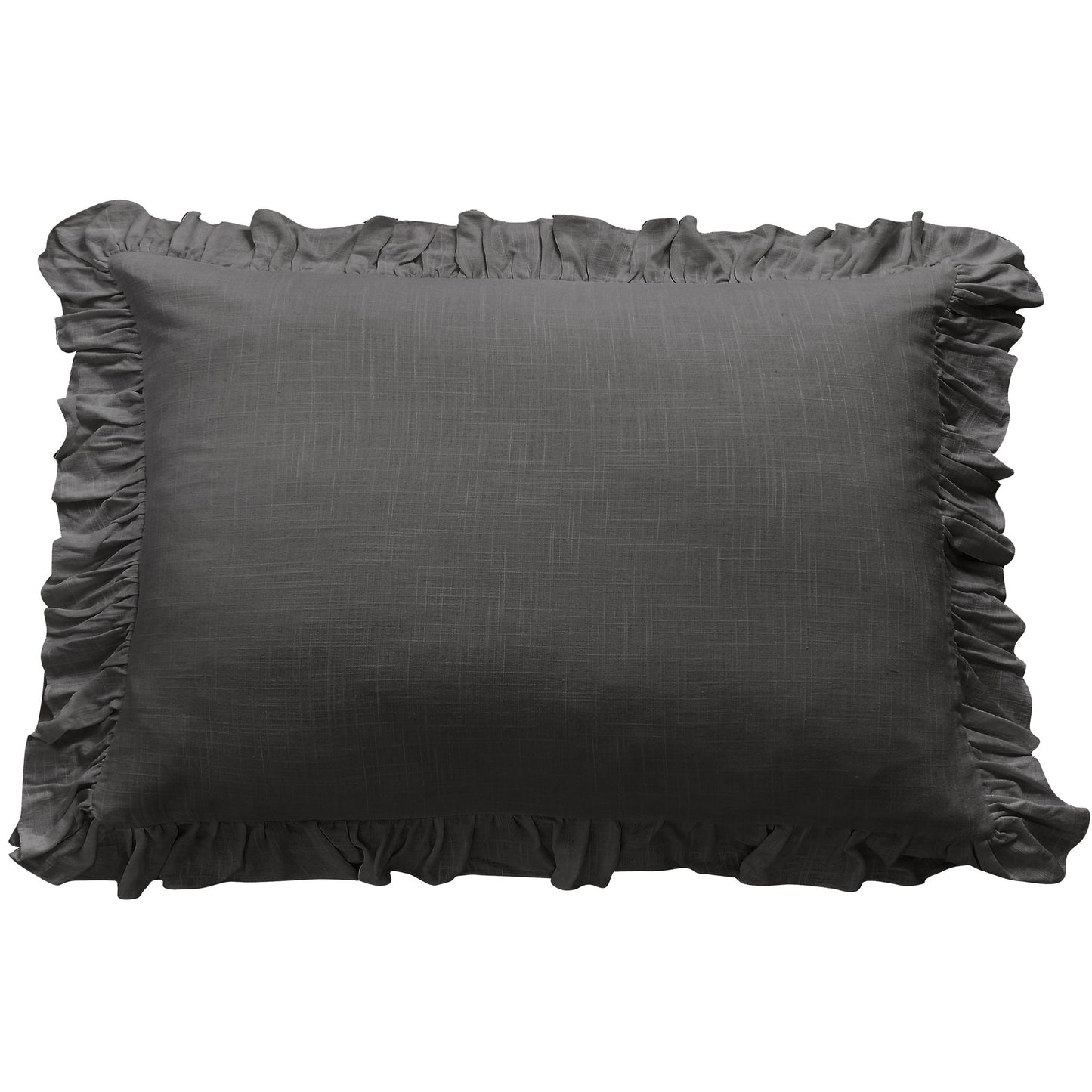 Lily - Washed Linen Ruffled Dutch Euro Pillow - Slate