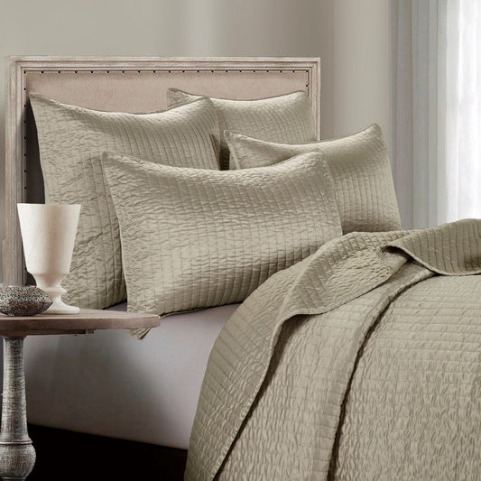 Satin Channel - King Quilt Set (Set of 3) - Taupe
