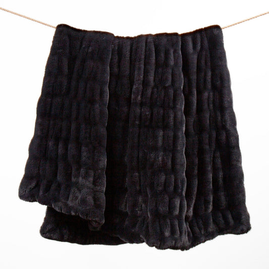 Ruched Rabbit - Double-Sided Oversized Throw - Black