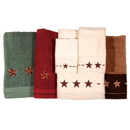 Rustic Star - Embroidered Star Towel Set (Set of 3) - Turquoise