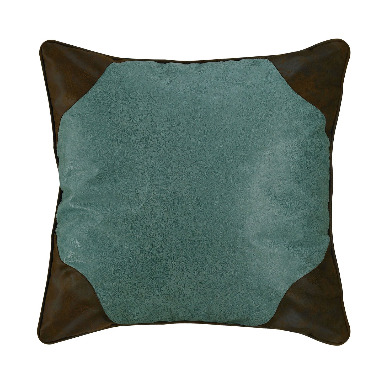 Calhoun - Turquoise Faux Tooled Leather Euro Sham - Turquoise