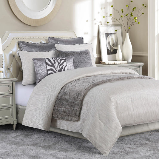 Celeste - King Comforter Set (Set of 4) - Taupe / Ivory