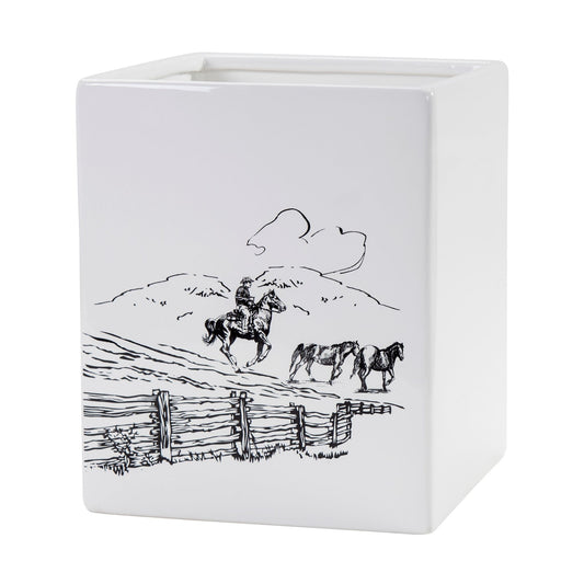 Ranch Life - Ceramic Wastebasket - White / Black