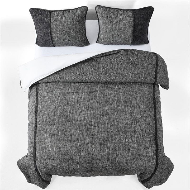 Hamilton - Queen Tweed Comforter Set (Set of 4) - Gray