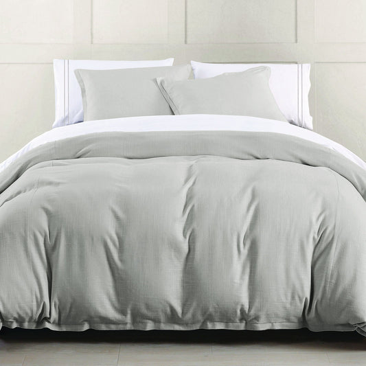 Hera - King Washed Linen Flange Comforter Set (Set of 3) - Light Gray