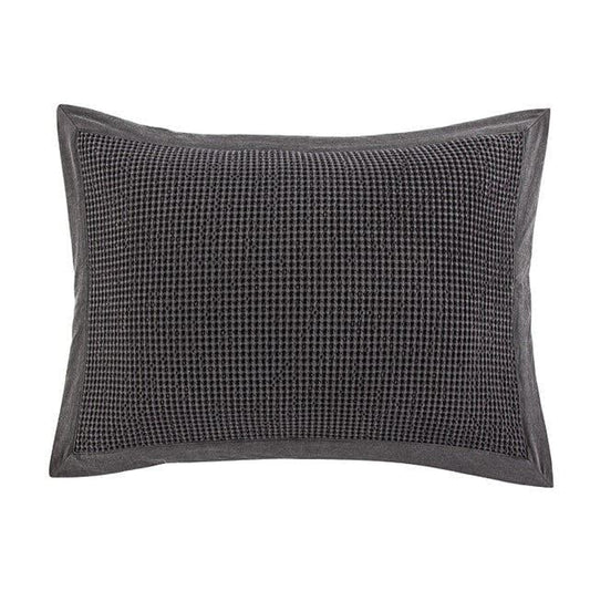 Stonewashed Cotton Waffle Weave - 21" x 34" Pillow Sham Set (Set of 2) - Slate