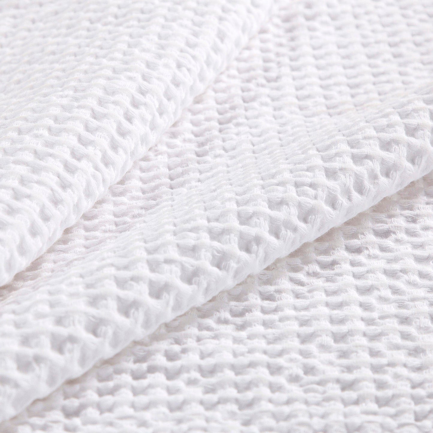 Stonewashed Cotton Waffle Weave - Queen Duvet Cover Set (Set of 3) - White