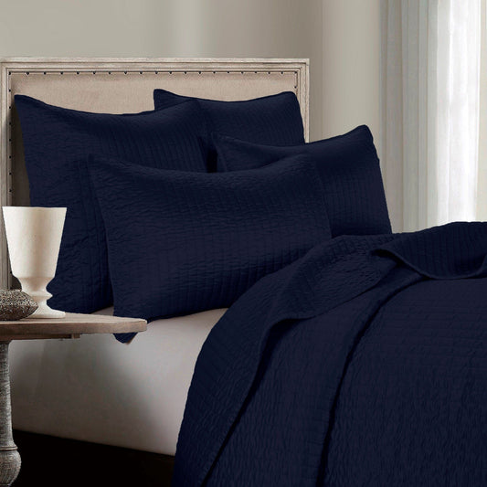Satin Channel - King Quilt Set (Set of 3) - Blue